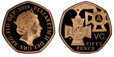 2019 50p S-H16 Victoria Cross Medal Au PR70DCAM