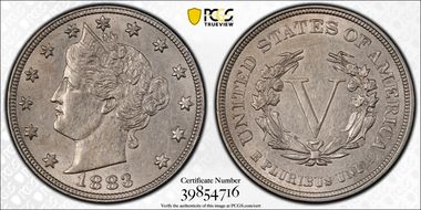 1883 5C No CENTS AU55