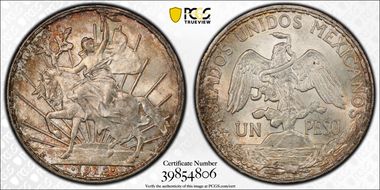 1912 Peso Caballito KM-453  Ag MS64