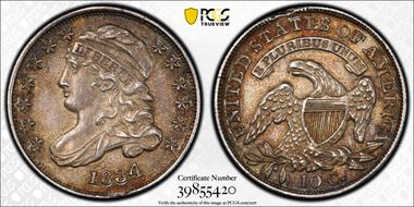 1834 10C Large 4 AU53