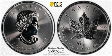 2016 $5 ML Fabulous 15 Ag SP67