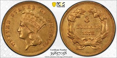 1878 $3 AU53
