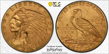 1911-D $2.50 Strong D MS65