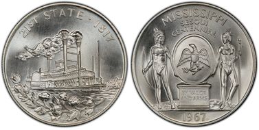 1967 SC50C Mississippi Sesquicentennial Ag Heraldic Art Medal MS68