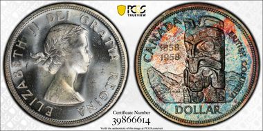 1958 S$1 British Columbia MS64