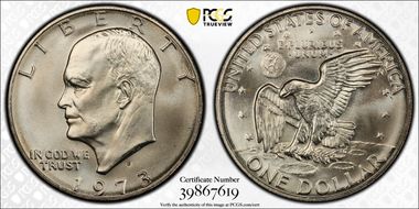 1973-S $1 Silver MS68