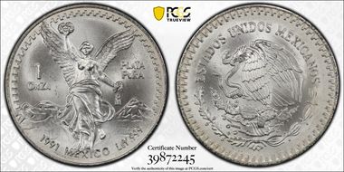 1991-Mo Onza Libertad Ag T2 - PLaTA PuRA MS67
