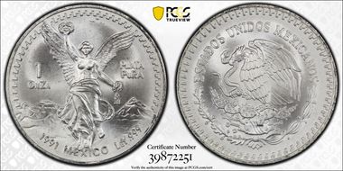 1991-Mo Onza Libertad Ag T2 - PLaTA PuRA MS68