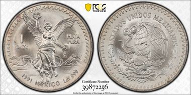 1991-Mo Onza Libertad Ag T2 - PLaTA PuRA MS68