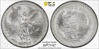 1991-Mo Onza Libertad Ag T2 - PLaTA PuRA MS69