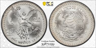 1991-Mo Onza Libertad Ag T2 - PLaTA PuRA MS68