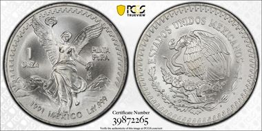 1991-Mo Onza Libertad Ag T2 - PLaTA PuRA MS69