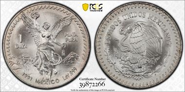 1991-Mo Onza Libertad Ag T2 - PLaTA PuRA MS68