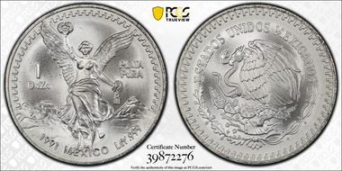 1991-Mo Onza Libertad Ag T2 - PLaTA PuRA MS68