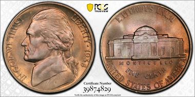 1938-D 5C Jefferson MS67FS