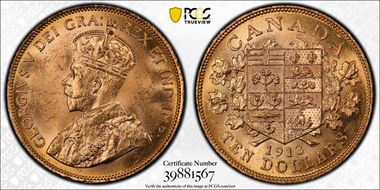 1913 $10 Gold Reserve MS64