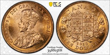 1914 $10 Gold Reserve MS64