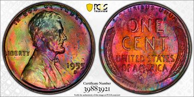 1955-S 1C MS64RB