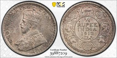 1912(C) 1/4 Rup SW-8.138 MS64