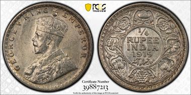 1919(C) 1/4 Rup SW-8.160 MS62