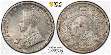 1936(C) 1/4 Rup SW-8.173 MS63