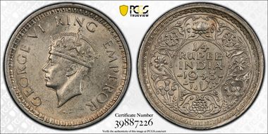 1943(B) 1/4 Rup SW-9.89 MS62