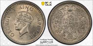 1943(B) 1/4 Rup SW-9.89 MS63