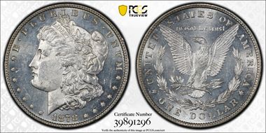 1878 8TF $1 VAM 18, Doubled Date MS62