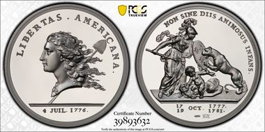 (1776) Medal Libertas Americana, 1oz Pd Paris Mint 2020 Restrike PR70DCAM