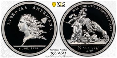 (1776) Medal Libertas Americana, 1oz Pd Paris Mint 2020 Restrike PR70DCAM