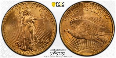 1908-D $20 Motto MS65