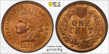 1874 1C MS65RD