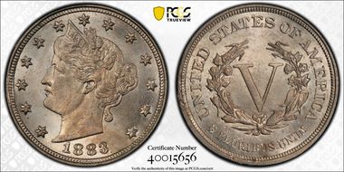 1883 5C No CENTS MS64