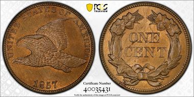 1857 1C Flying Eagle MS64