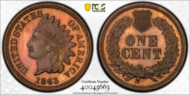 1863 1C J-299 PR65RB
