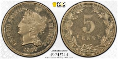 1867 5C J-570 PR63CAM