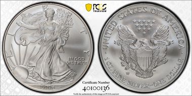 2006-W $1 Burnished Silver Eagle 20th Anniversary SP70
