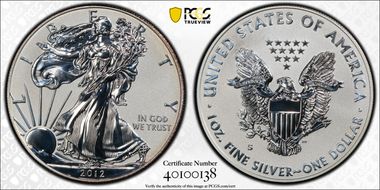 2012-S $1 Silver Eagle Rev PR  75th Anniversary SF Mint Set PR70