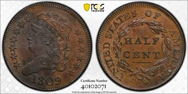 1809 1/2C C-4 MS63BN