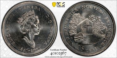 1992 25C New Brunswick - Medal MS65