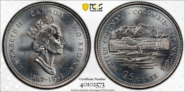 1992 25C British Columbia MS63