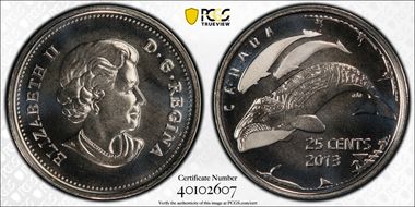 2013 25C Life in the North Beluga Whales Frosted MS66