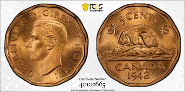 1942 5C Tombac MS64+