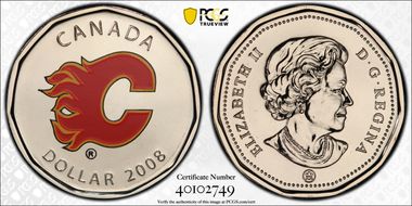 2008 $1 Calgary Flames Home Jersey MS66