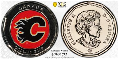 2009 $1 Calgary Flames Home Jersey MS66