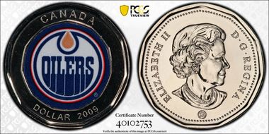 2009 $1 Edmonton Oilers Home Jersey MS65