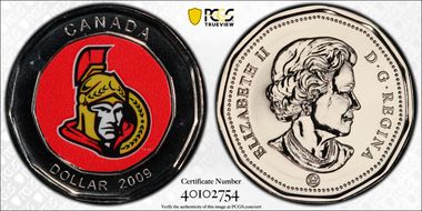 2009 $1 Ottawa Senators Team Logo MS68