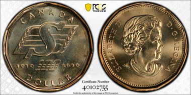 2010 $1 Saskatchewan Roughriders MS66