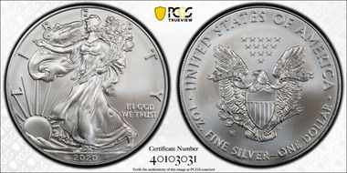 2020-W $1 Burnished Silver Eagle SP69