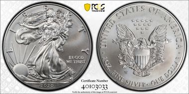2020-W $1 Burnished Silver Eagle SP69